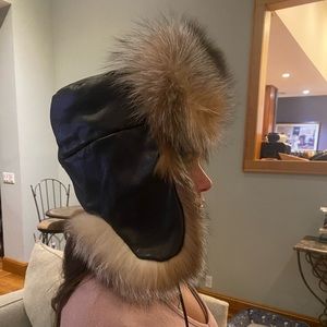 Handmade Crystal Fox with Brown Italian leather